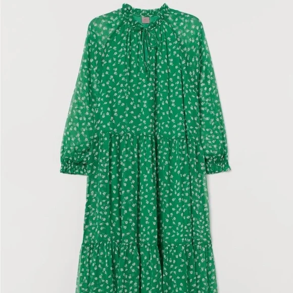 H&m patterned chiffon dress clearance
